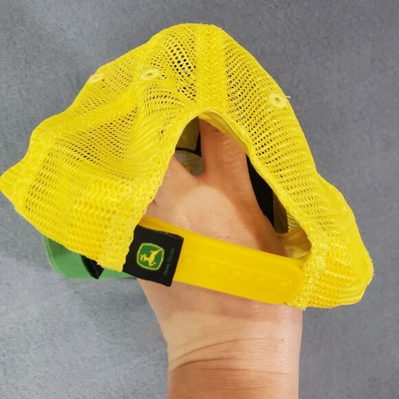 JOHN DEERE Kids Trucker Hat Baseball‎ Adjustable Green Yellow Mesh Cotton - Picture 8 of 9